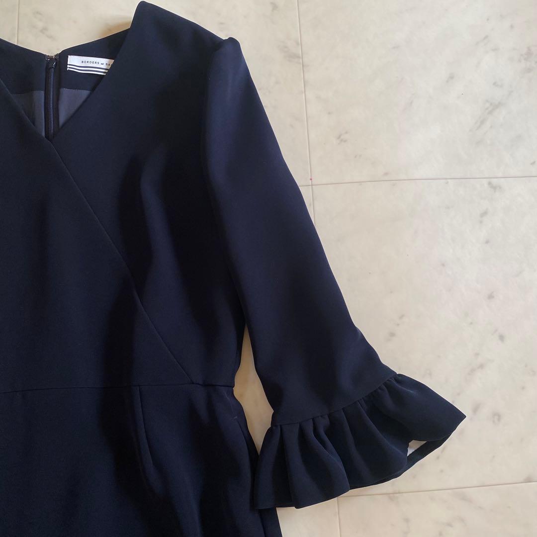 【美品】ボーダーズアットバルコニー　V-NECK DRESS 38 ネイビー