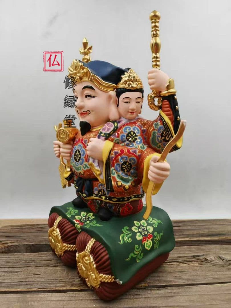 【修縁堂】30CM大きいサイズ 三面 塗り絵です 大黒天 古美術品