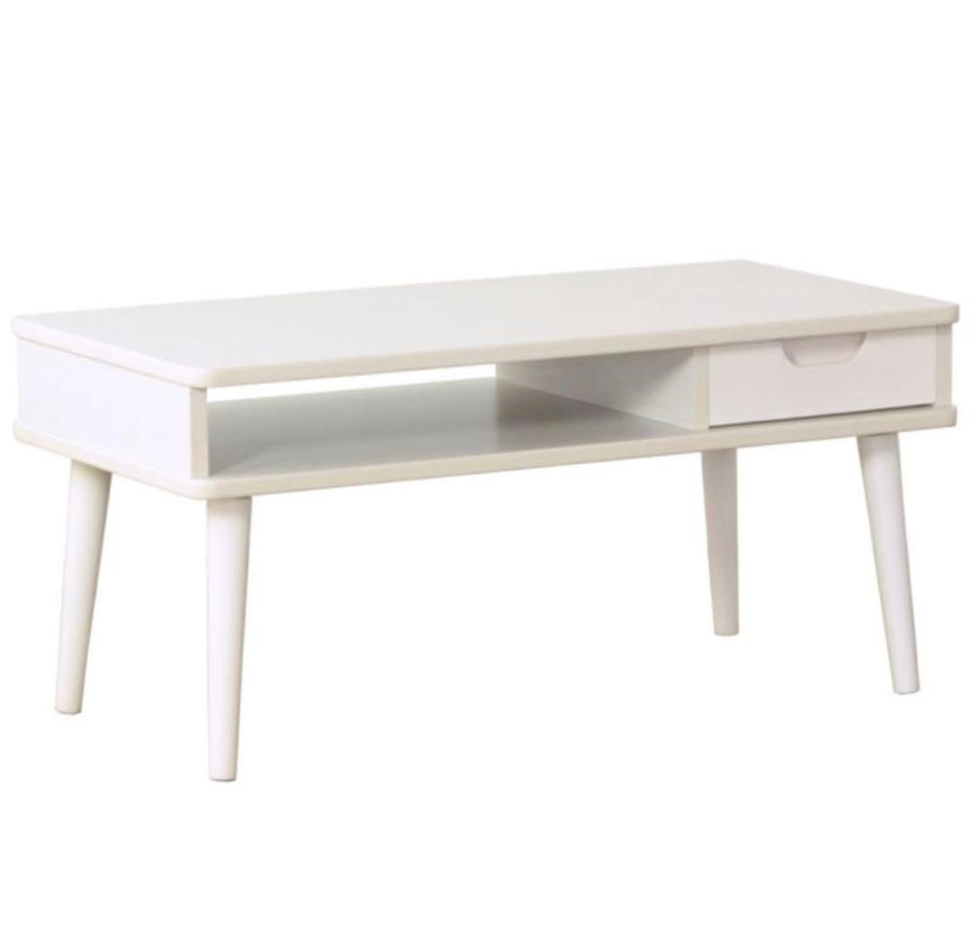 センターテーブル 引き出し付き　ホワイト