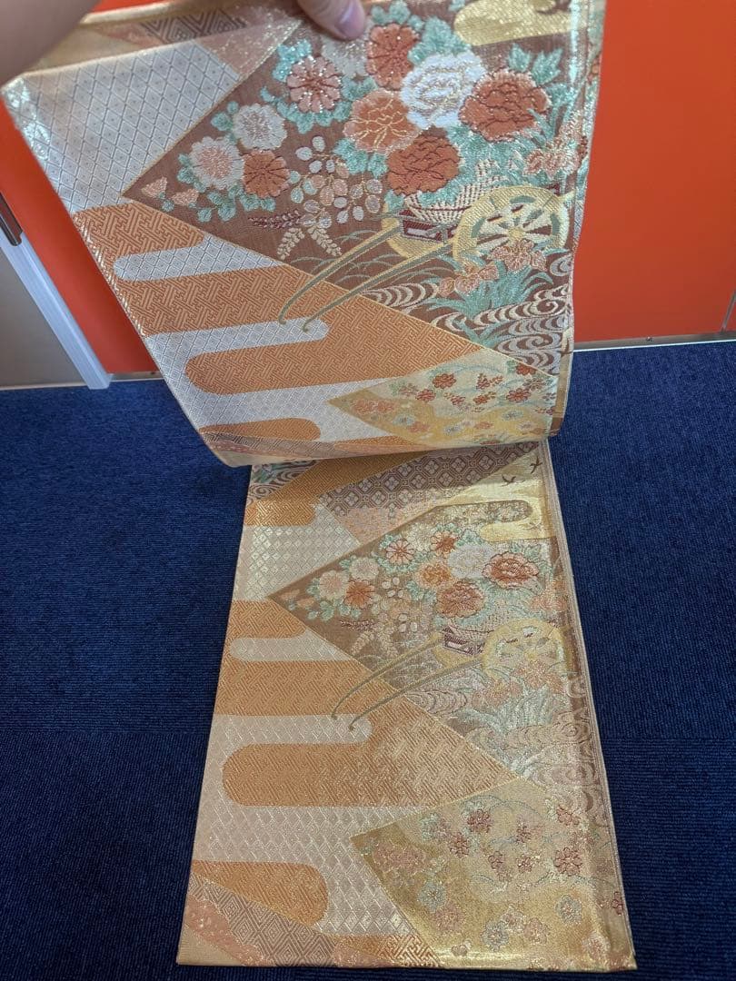 1931 袋帯 古代彫金紋  西陣織   金糸　高級上質上品　約440cm未使用
