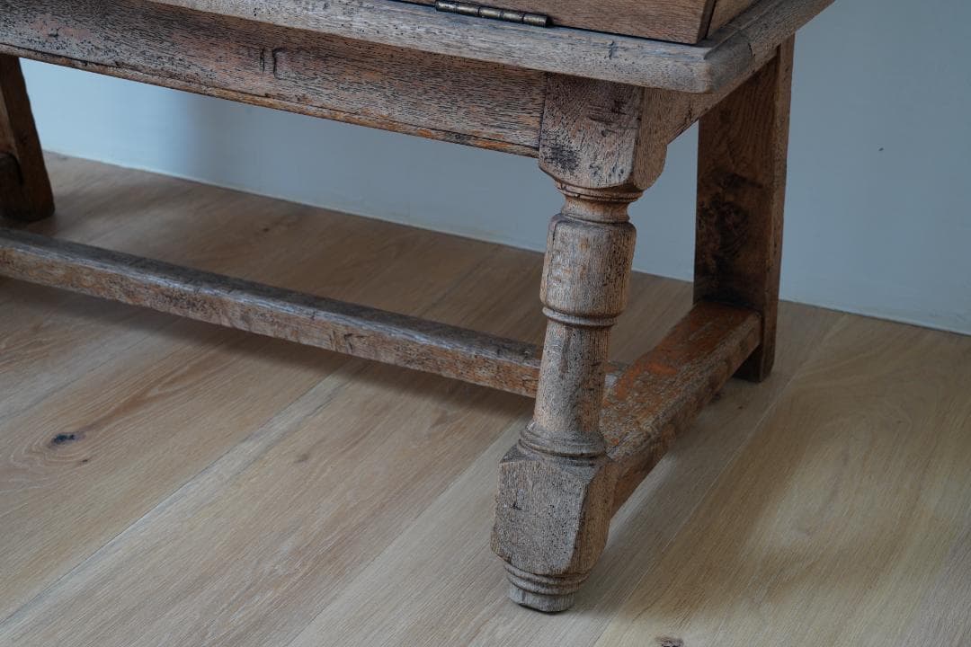 【値下げ】テーブル収納　アンティーク　オーク材　古道具