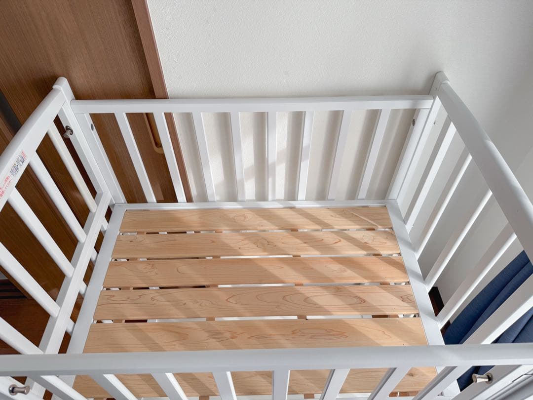 ヤマサキ　ホワイト　ベビーベッド　コンパクト　ミニ　2オープン　yamasaki