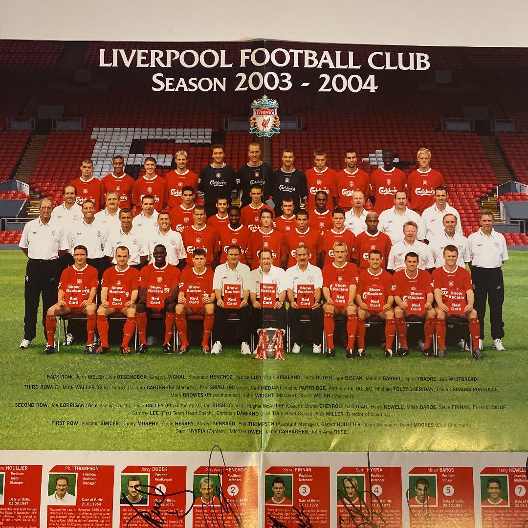 リヴァプール　2003-2004 直筆サイン入り ポスター　証明書付