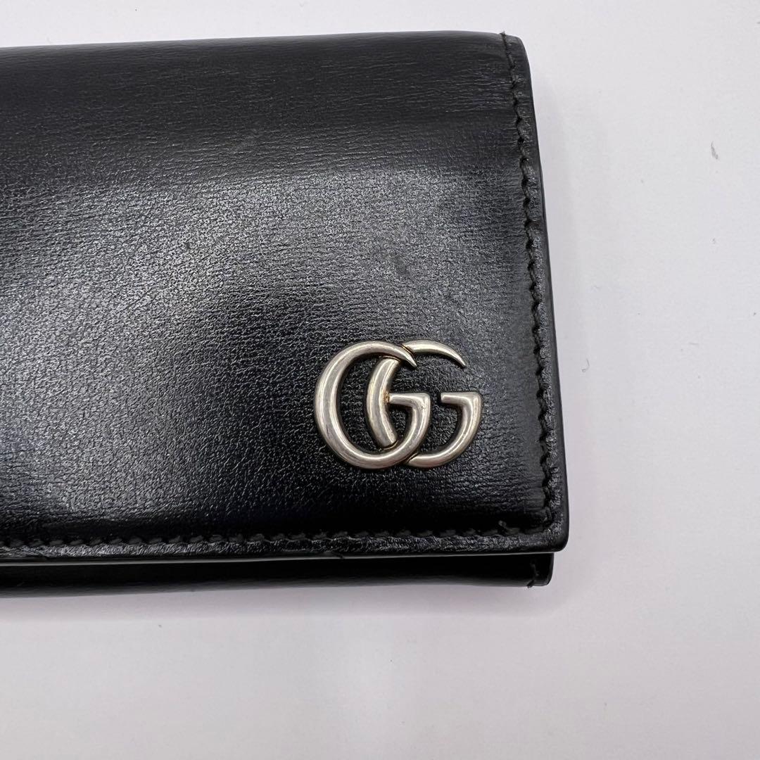 GUCCI 名刺入れ　カードケース　GGマーモント　　ブラック　665453