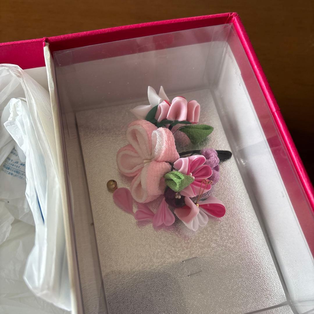 七五三用 赤とピンクの花柄着物セット