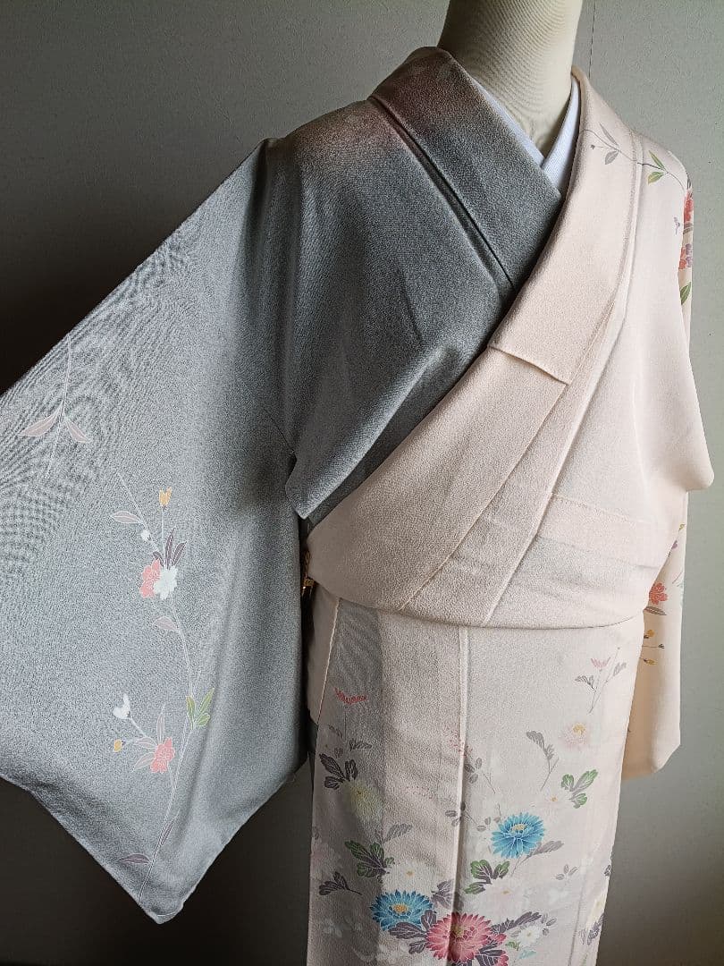 京加賀友禅訪問着 たたき模様 ろうけつ染め分け 光月の落款入り 美品 26B4