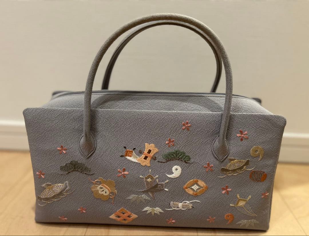 利休バッグ　和装小物　宝づくし　刺繍　冠婚葬祭
