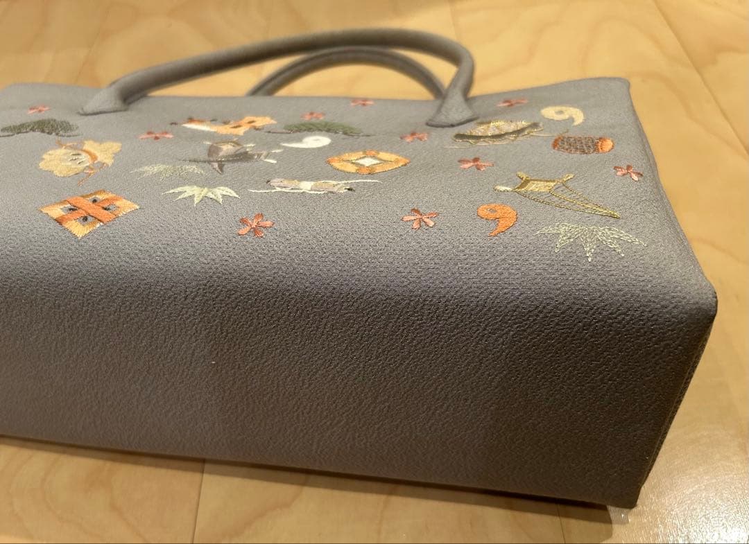 利休バッグ　和装小物　宝づくし　刺繍　冠婚葬祭