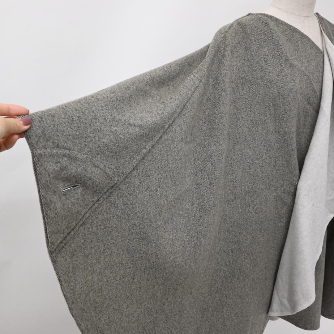 47945★年 イッセイミヤケ ポンチョコート マフラー付き グレー