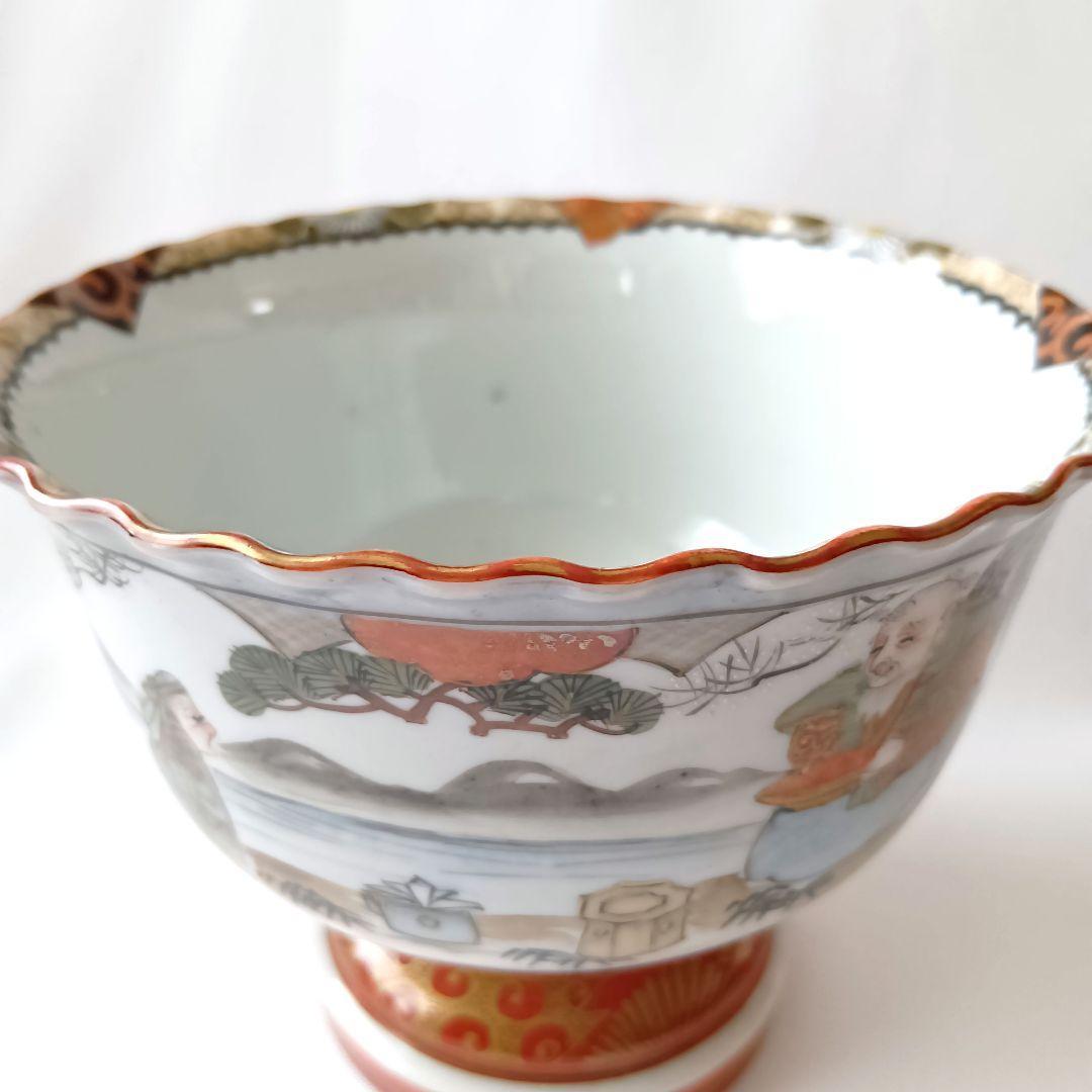 美品 九谷焼 盃洗 酒器 赤絵金彩 赤九谷 陶磁器 明治時代