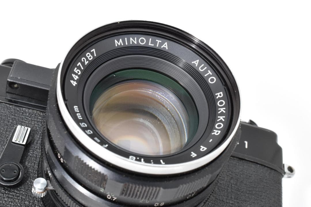 【希少なブラック 革ケース付】 ミノルタ SR-1+ 55mm F1.8 カメラ