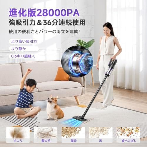 掃除機 コードレス Bivark 28000pa超強力吸引【2025業_corg