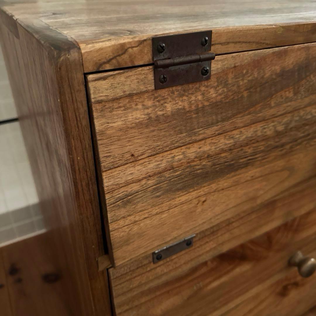 【最終】パタパタ棚　木製収納家具　三段収納棚　古道具　下駄箱　ヴィンテージ