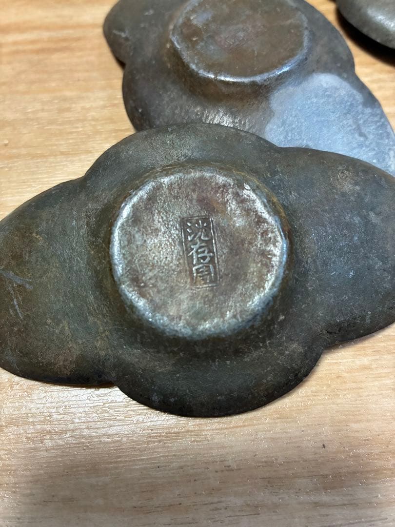 中国古錫茶托5枚　沈存周