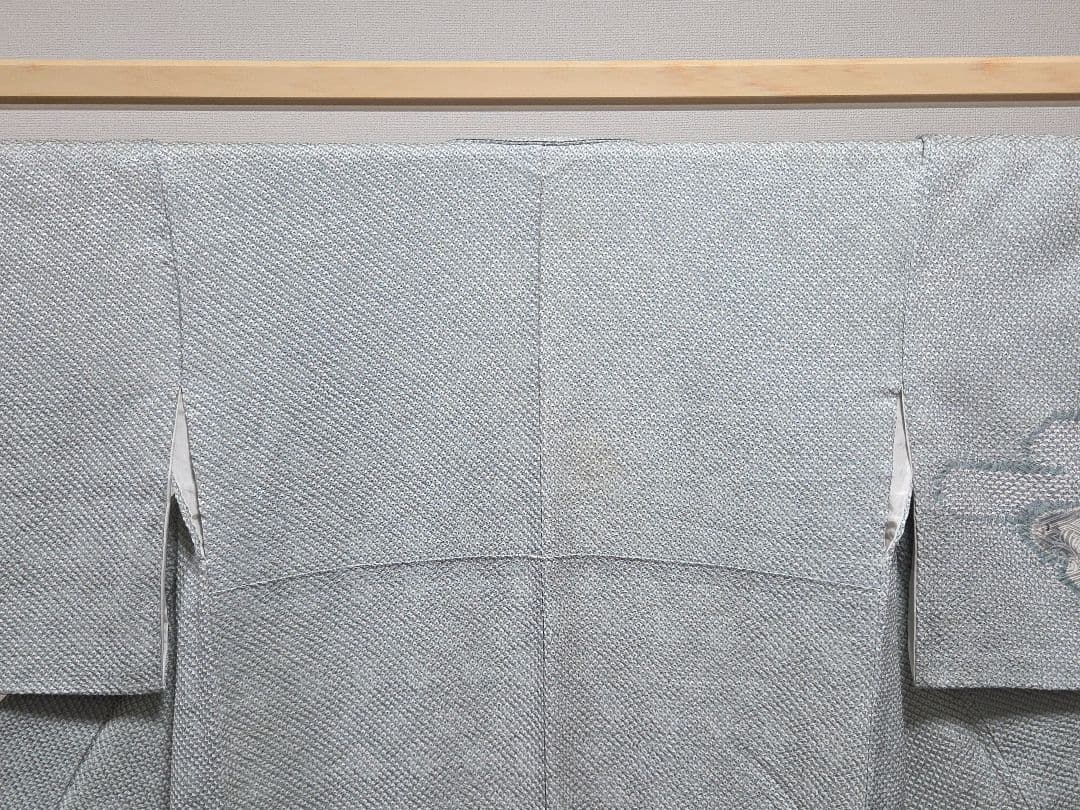 A5◆着物くつろぎ 総絞り 霞に辻が花 水色 白 袷 正絹 訪問着 着物