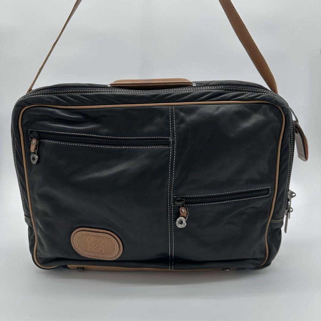 LOEWE ロエベ トラベル ビジネスバッグ レザー 鍵付き ブラック/ブラウン