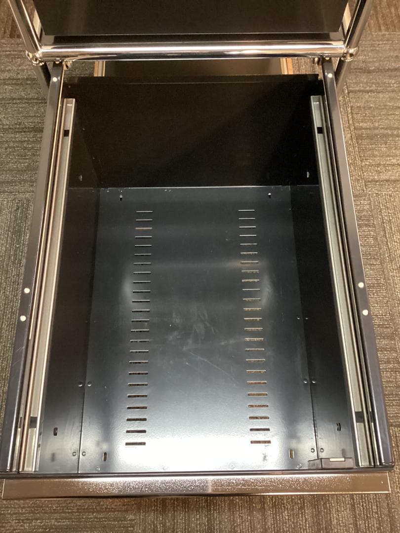 鍵付き　USMハラー　デスクワゴン　２段　ブラック　脇机　袖机