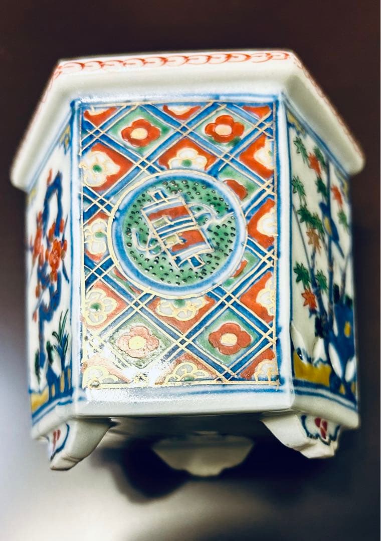 六面香炉　角福　陶器　骨董　美術品