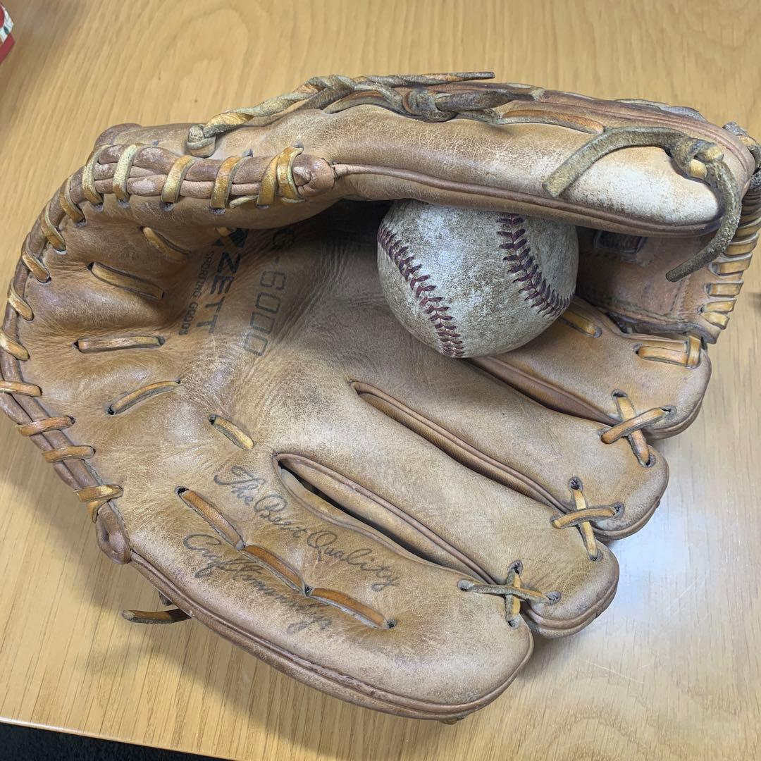 【詳細不明・現状渡し】ZETT 投手用グローブ 旧ロゴ 希少モデル 硬球付