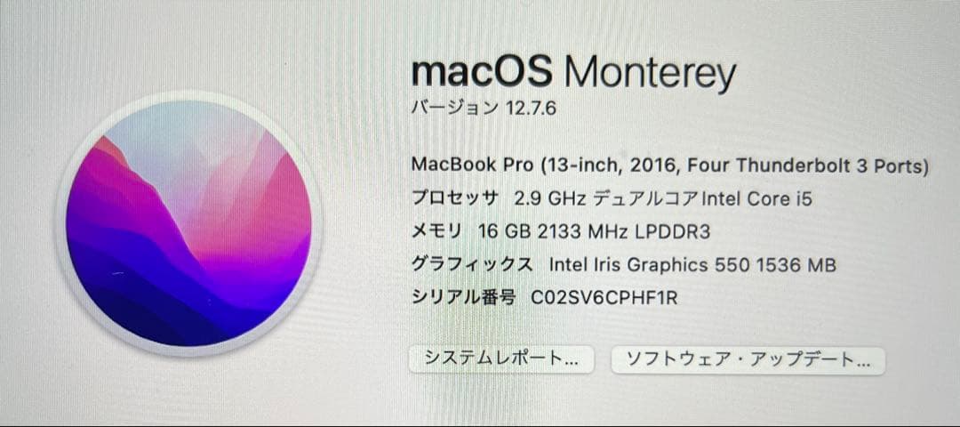 MacBook本体 MacBook Pro 2016 core i5 SSD500GB