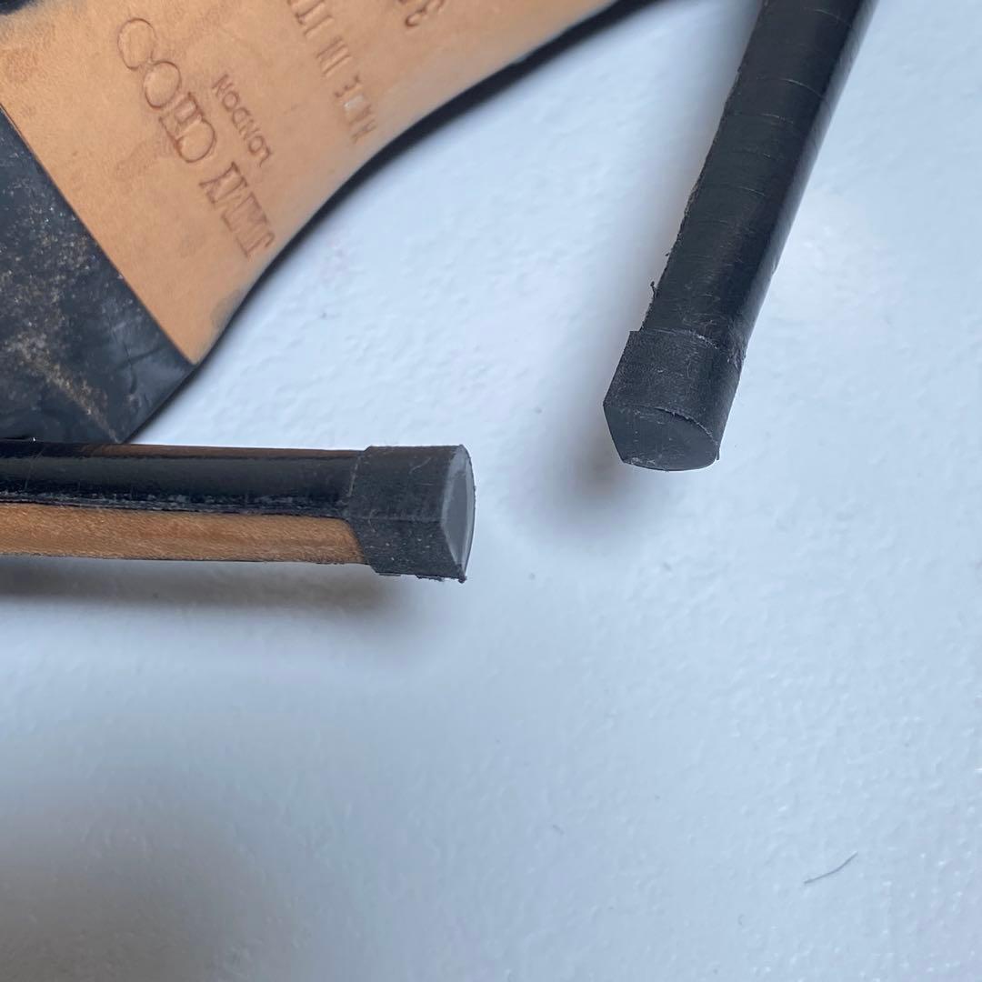 極美品♡ジミーチュウ レザーバイカーブーツ GALEN　ピンヒール シワ革加工