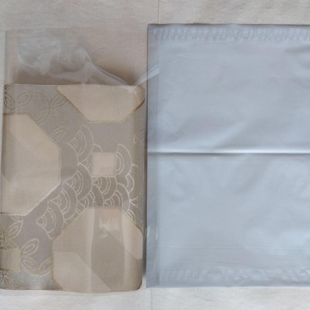 ◆未使用美品◆袋帯 川島織物モダン鎖紋 シルバーベージュ 訪問着 付下げ 小紋