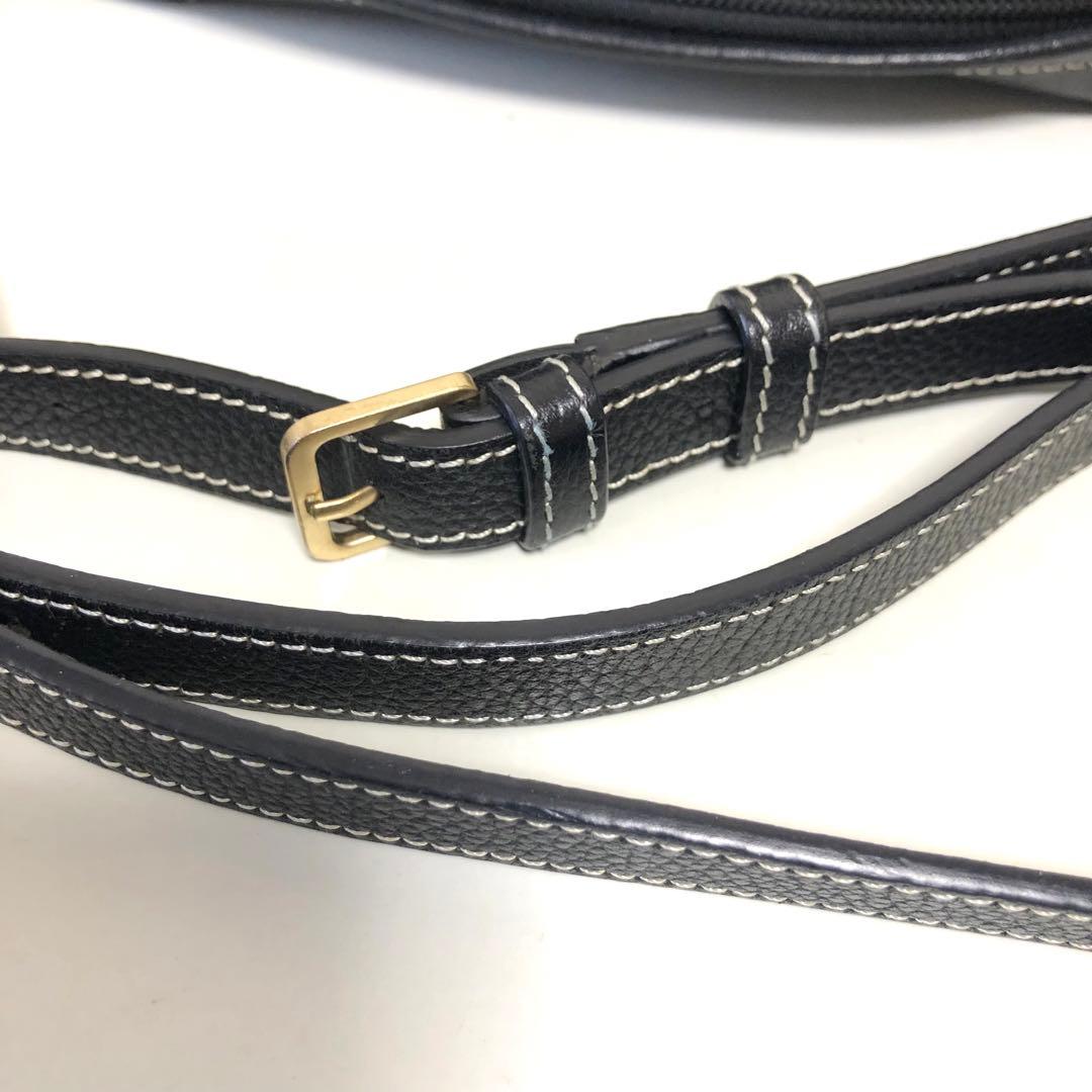 アニエスベー ショルダーバッグ ステッチ レザー ブラック