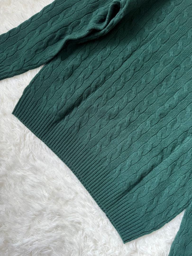 ポロラルフローレン　セーター　ケーブル　ウールカシミヤ混紡　グリーン　QRコート