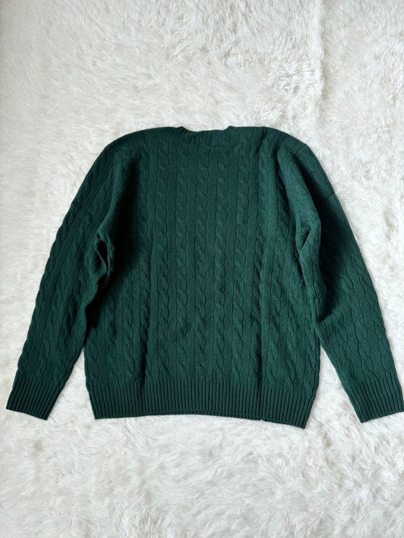 ポロラルフローレン　セーター　ケーブル　ウールカシミヤ混紡　グリーン　QRコート