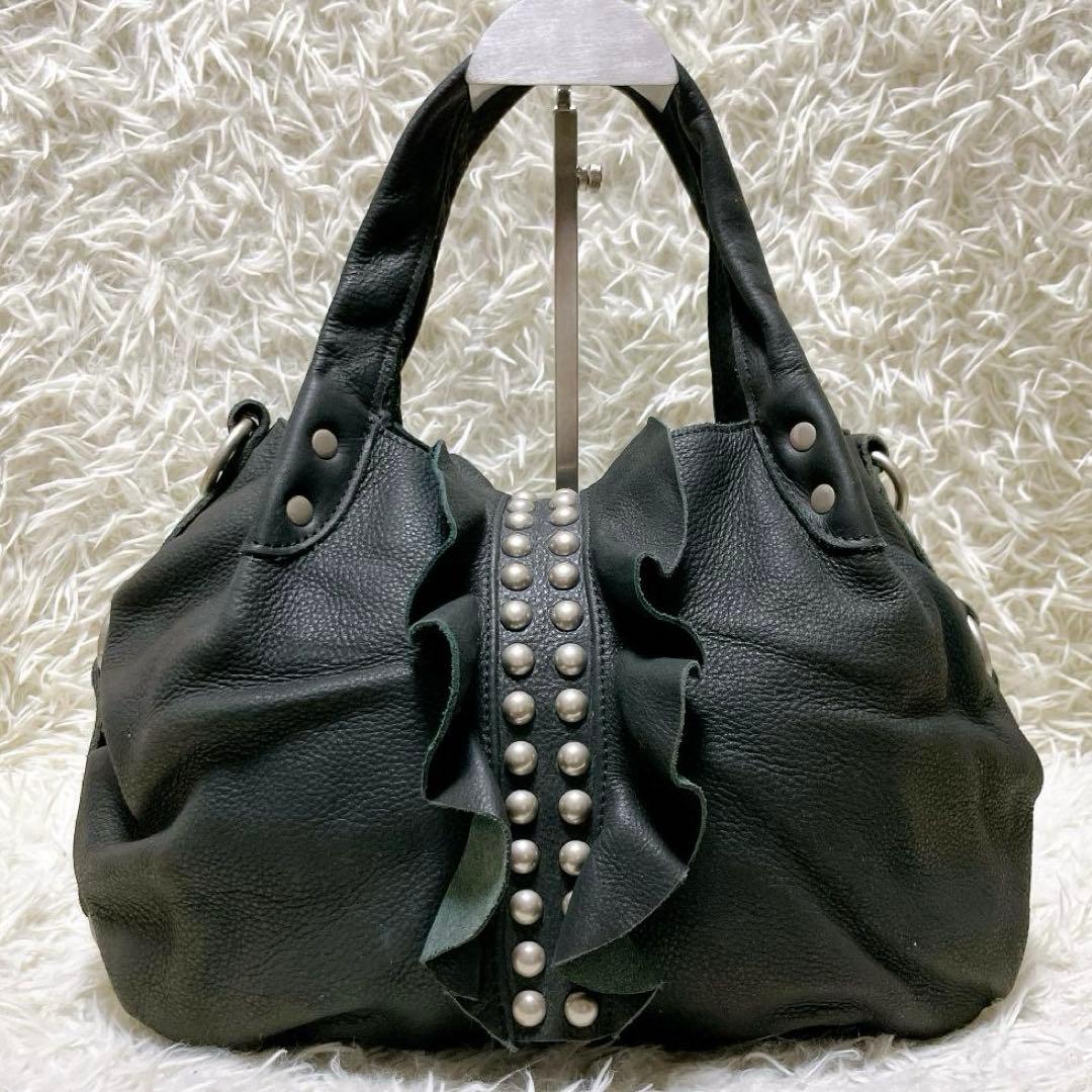 TRES シボ革 2way ショルダーバッグ スタッズ ブラック 黒 y2k