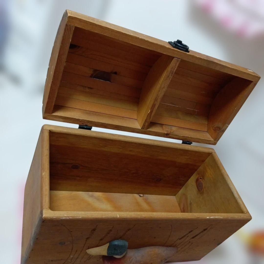 デコイ木製ボックス　年代物　木箱　おもちゃ箱　カントリー　道具入れ