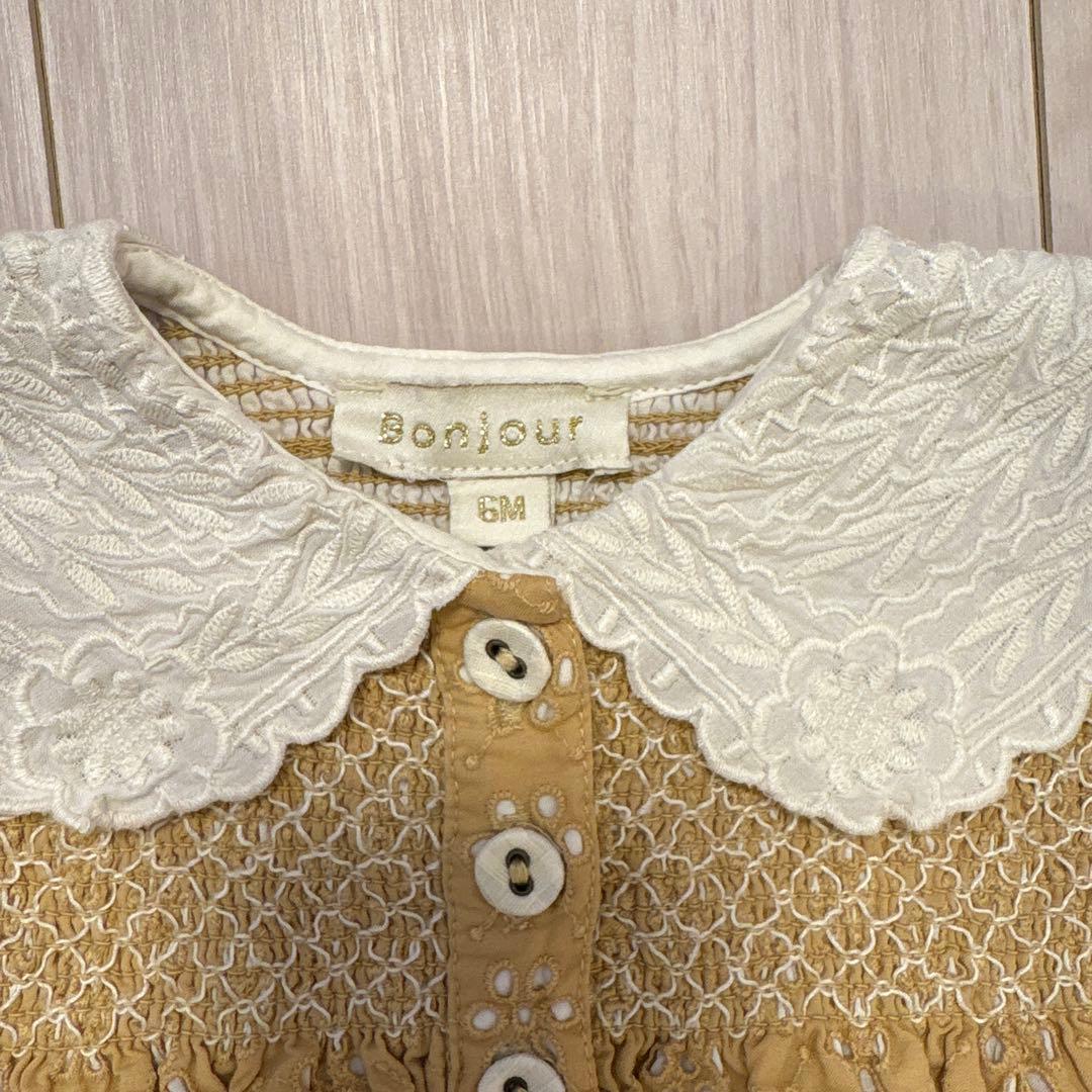 コントンさんへ　Bebe organicネイビー ベロアコットンロンパース