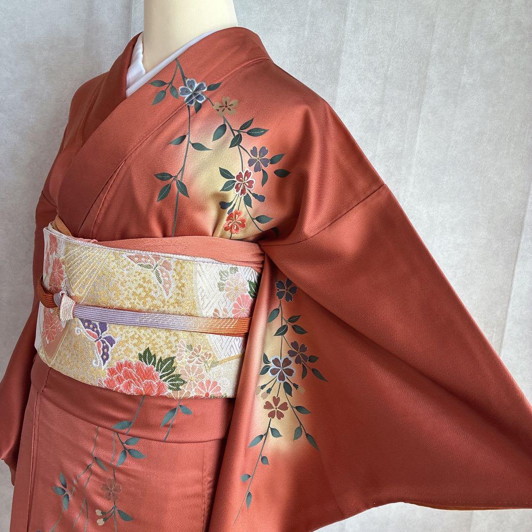 a*i様 訪問着　フルセット　着物　正絹　袷　刺繍　枝花　雪輪　J5