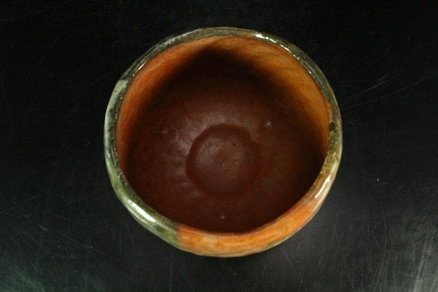 茶道具 小川長楽作 赤楽茶碗 書付(K-XA949)