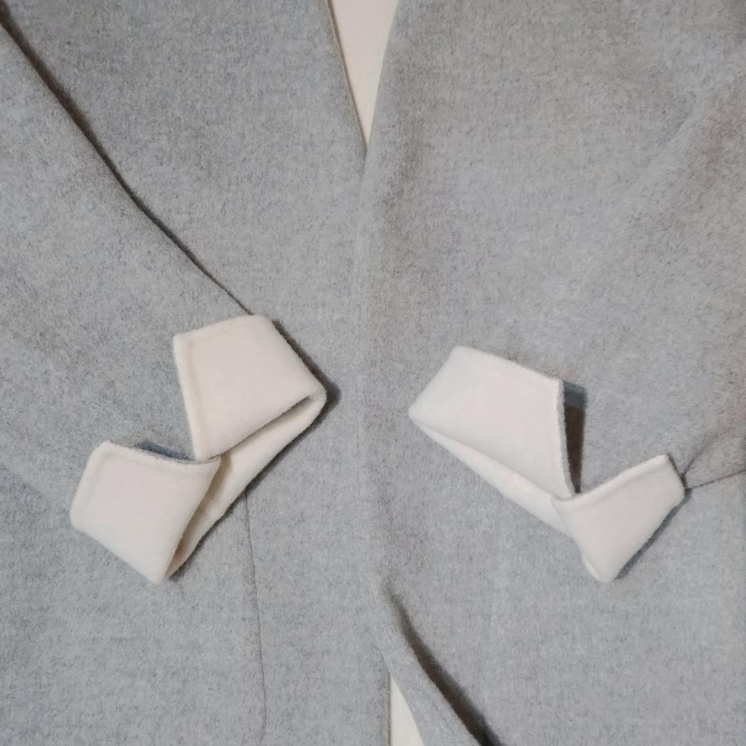 美品✨　エンフォルド ウール ソフトリバー スリット ノーカラー グレー