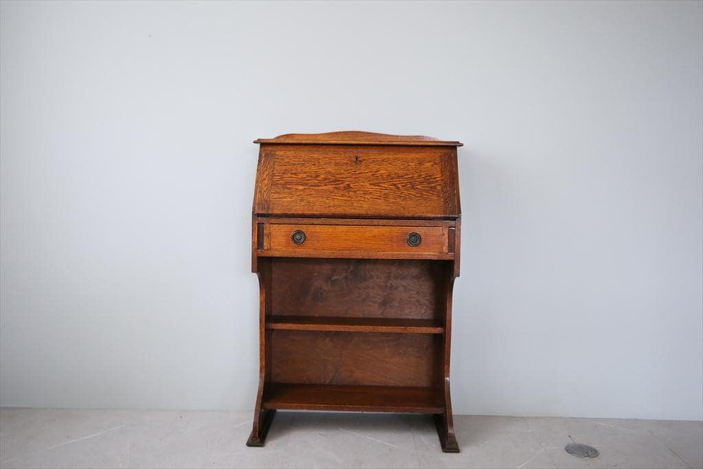 英国アンティーク木製ライティングビューロー/勉強机デスク/テーブル(92-51)