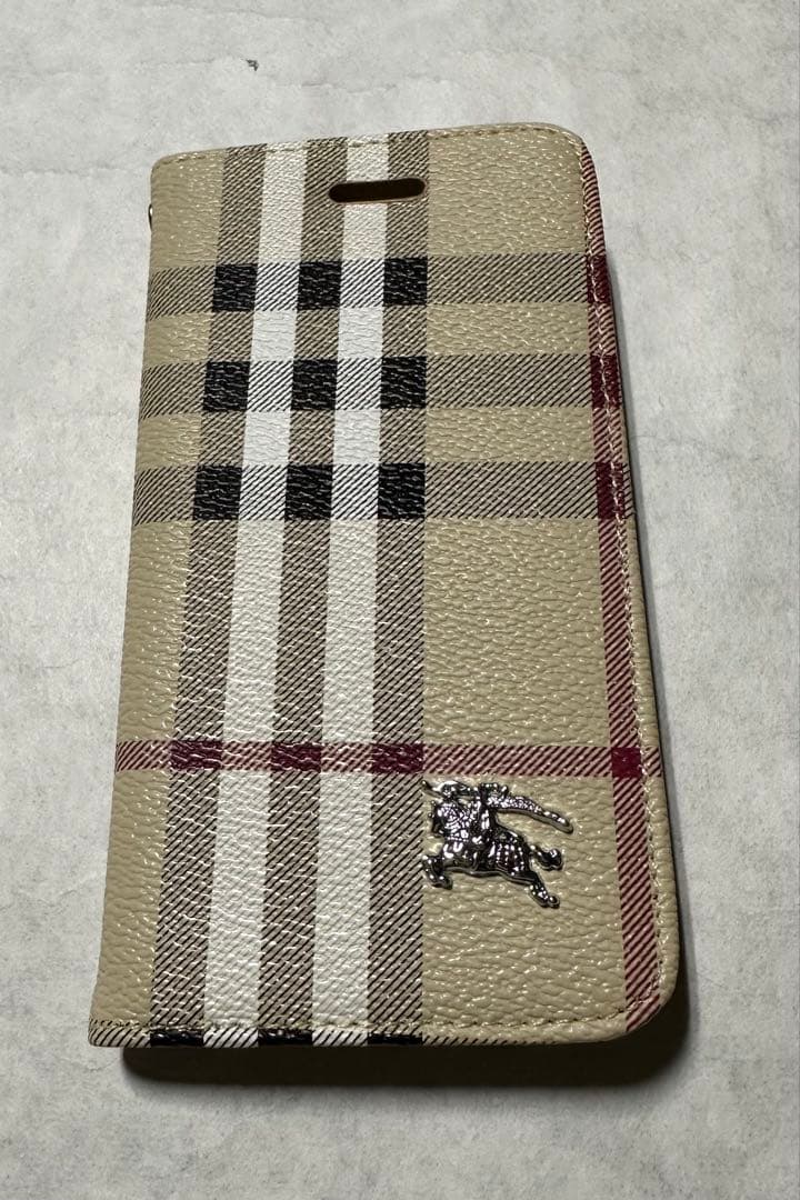 美品 Burberry バーバリー チェック柄手帳型スマホケース 6G 6S
