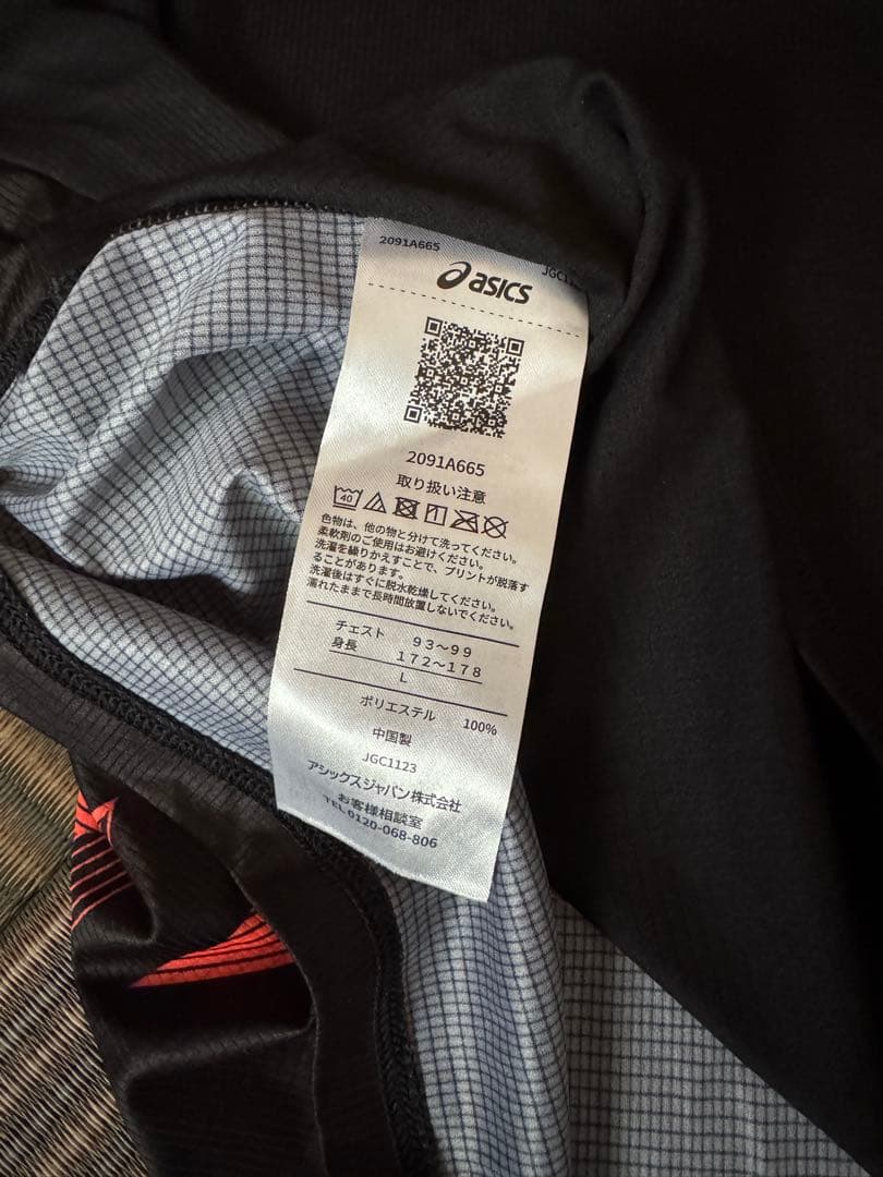 asics 陸上用タンクトップ 黒/オレンジ　Lサイズ