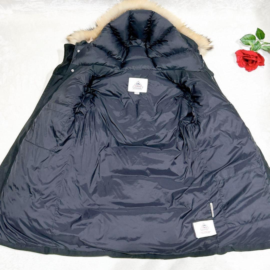 未使用級美品✨　ピレネックス　ダウンコート　ファー　ブラック　黒　M