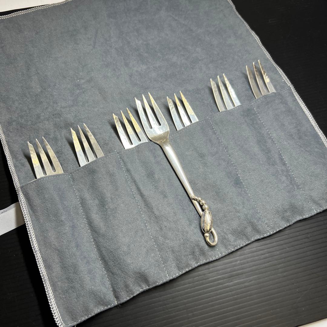 ジョージジェンセン　最高級ブロッサム　デザートフォーク　7本　202g 共袋