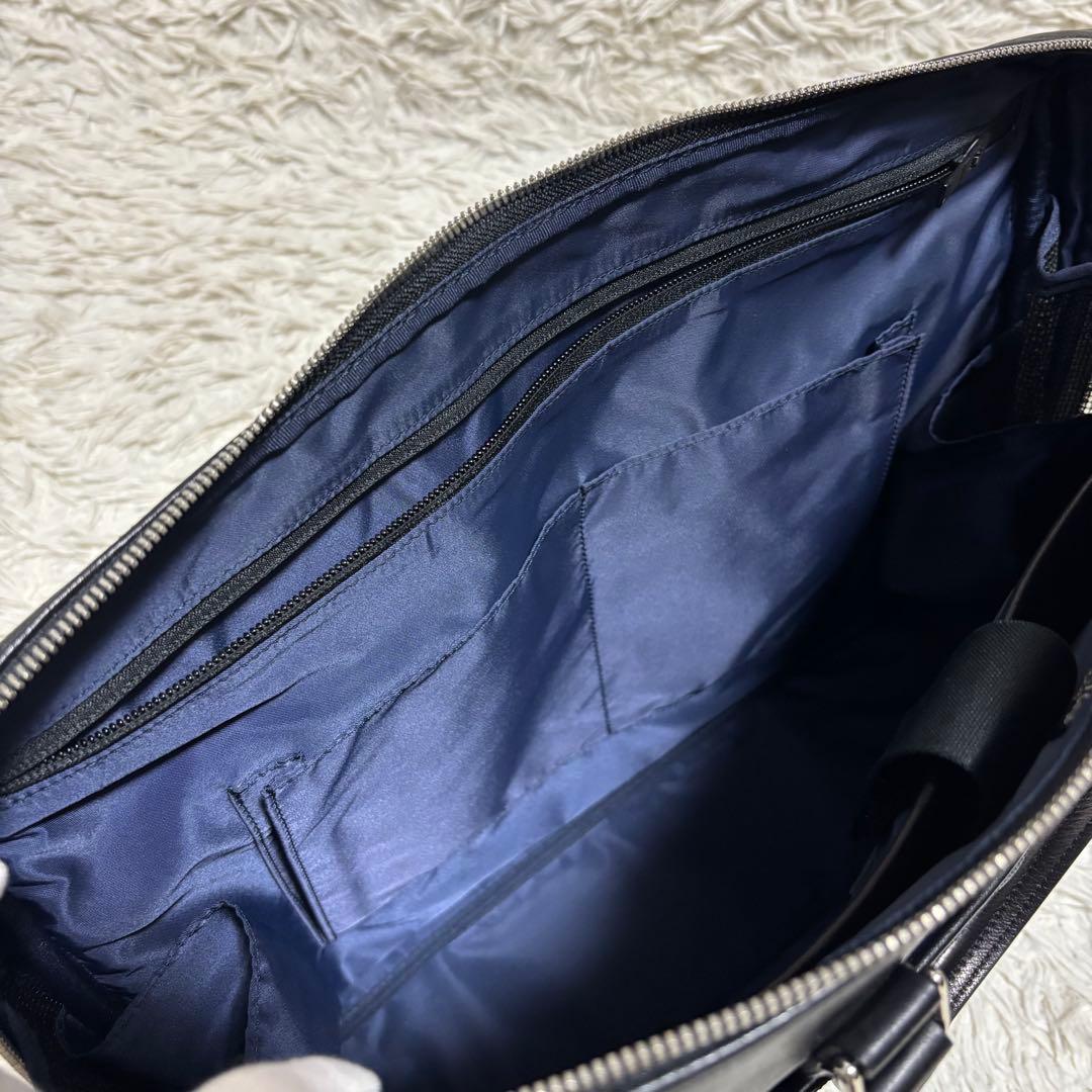 ポーター ロウ ブリーフバッグ ビジネス PC収納　ブラック×ネイビー L