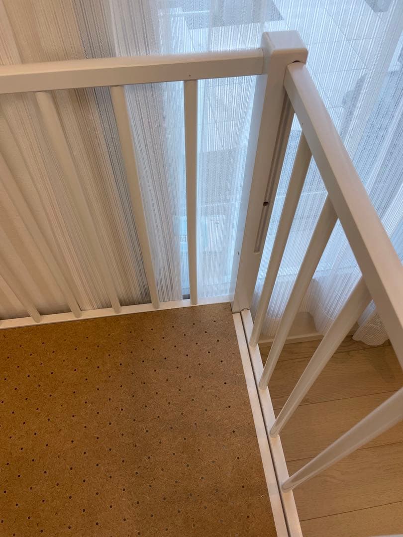 日本製 ベビーベッド ハイタイプ ツースライドベッド 木製　キャスター付き