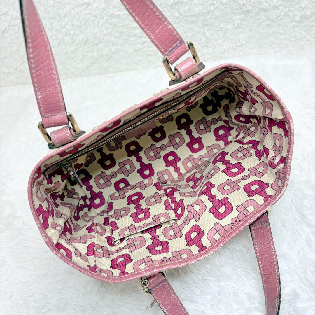 GUCCI 139261 GGキャンバス トートバッグ ピンク ハンドバッグ