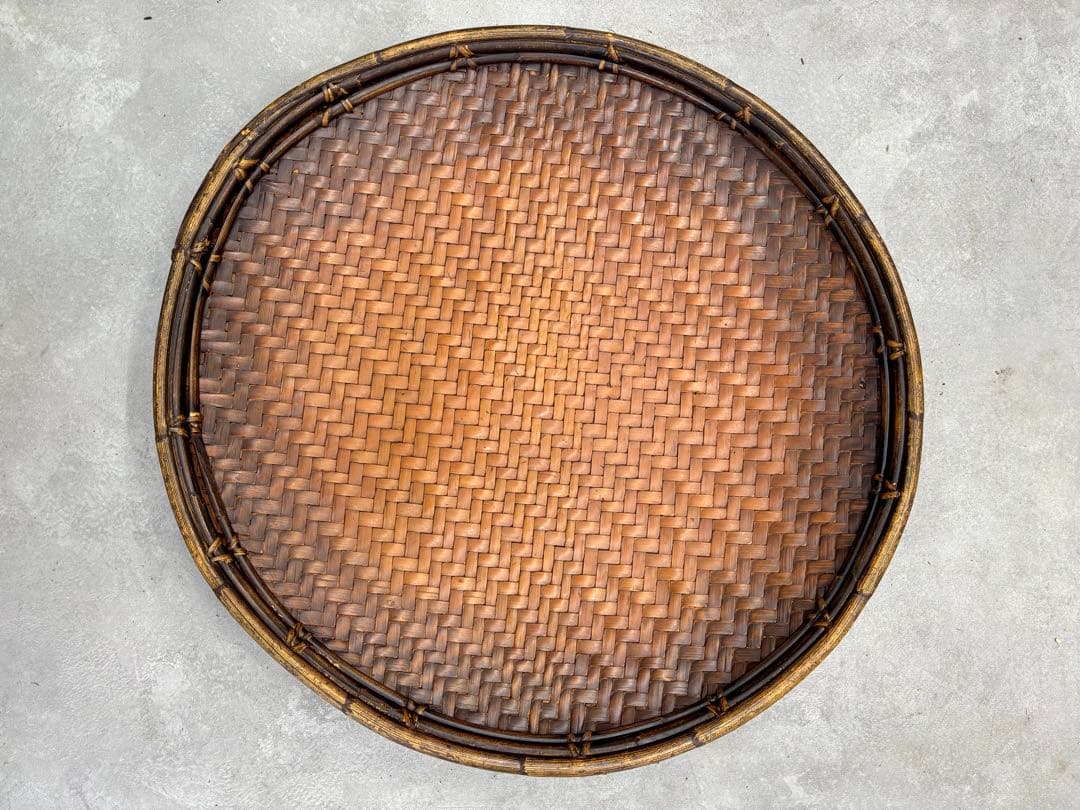 古民藝 竹丸盆 直径67cm 大型丸盆 竹編み 干し盆 古道具 古民家