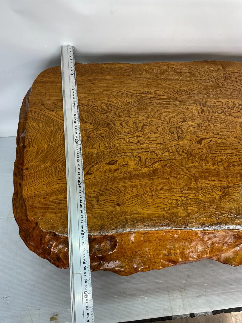 ケヤキ？ 一枚板 座卓 ローテーブル ちゃぶ台 天然木 無垢材 　12c01