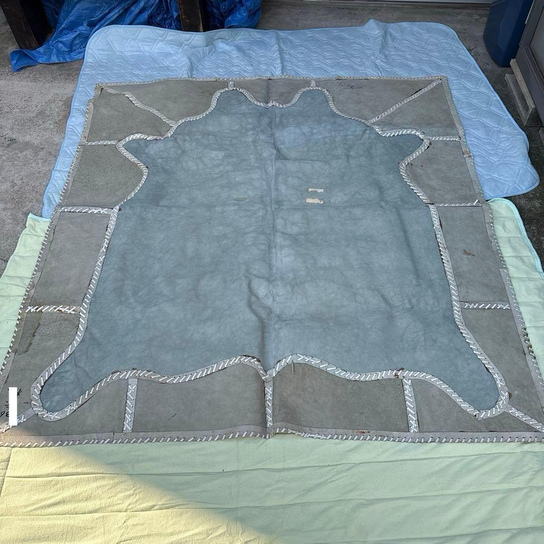 カウラグ　ハラコラグマット　大型　ヴィンテージ　本革　牛革ラグ　パッチワークラグ