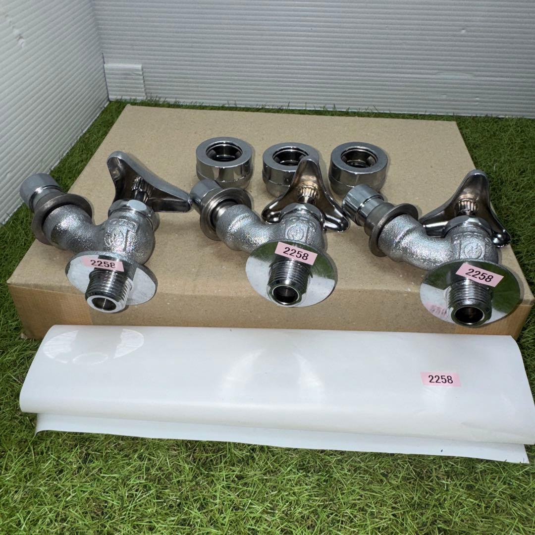 金属製シルバー蛇口 L字型散水用バルブ 3個セット［2258］