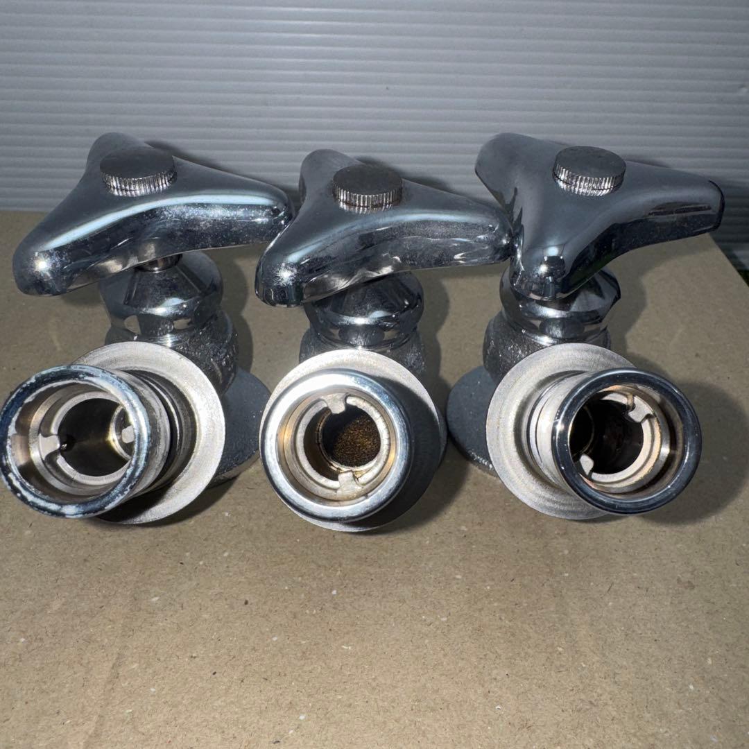 金属製シルバー蛇口 L字型散水用バルブ 3個セット［2258］
