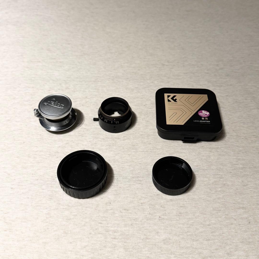 elmar 50mm f3.5 整備済み + フードVALOO・L/Mリング
