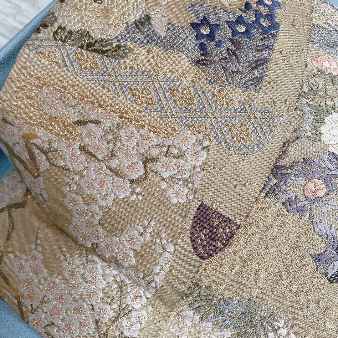 色無地　フルセット　唐草地紋　水色　シンプル　礼装　カジュアル　着物　I9